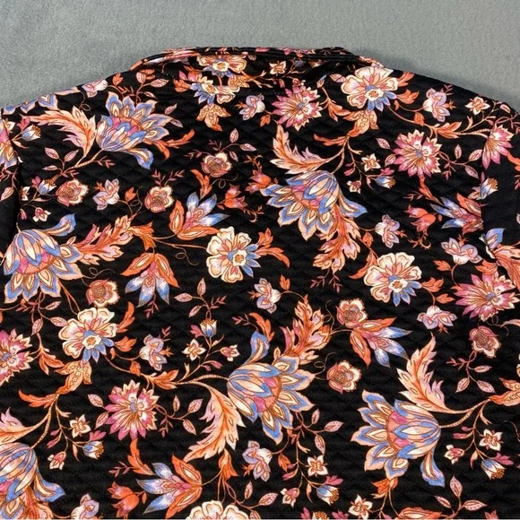 Onque Casual Women’s Black Floral Jacket, Zip front, long sleeves, pockets,sizes - Picture 4 of 9